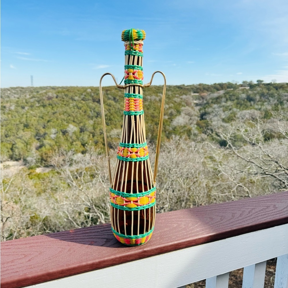 Vintage Vinyl Wicker‎ Wrap Decanter Bottle